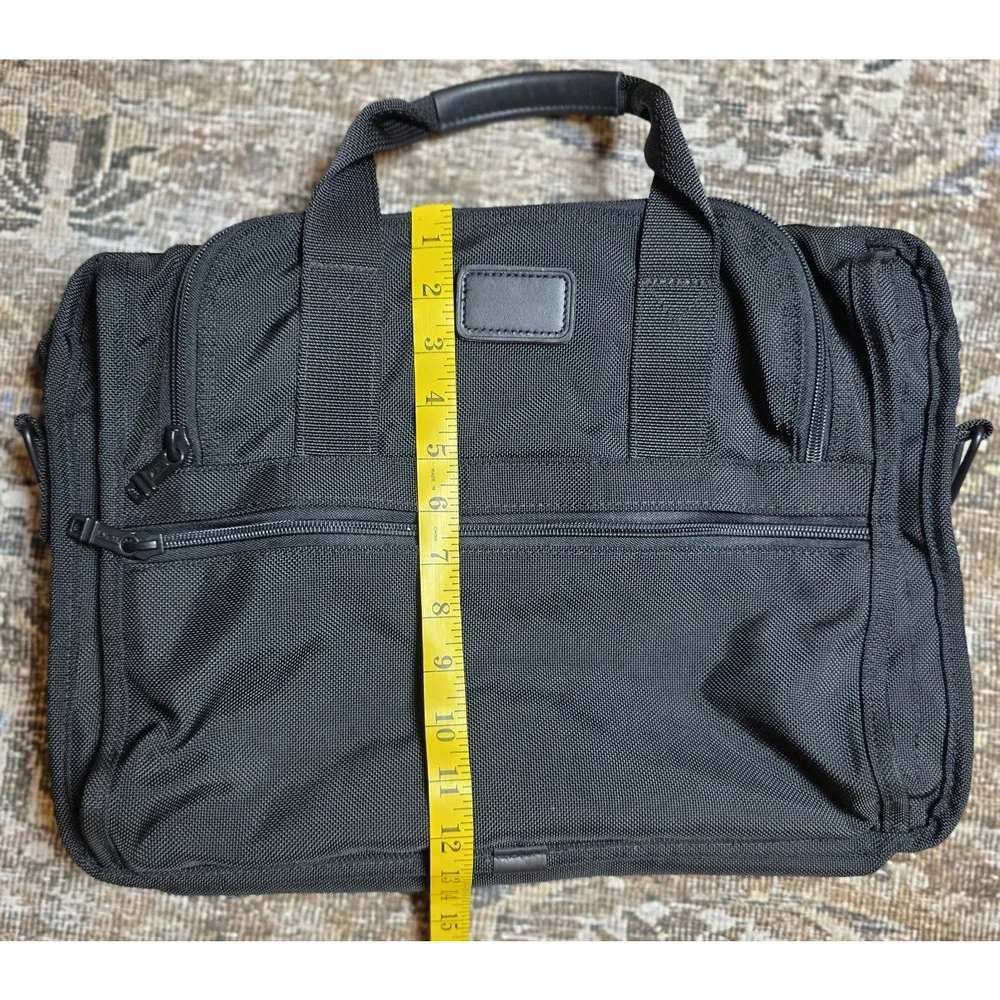 TUMI Ballistic Nylon Black Laptop Briefcase Messenger Bag Expandable Strap